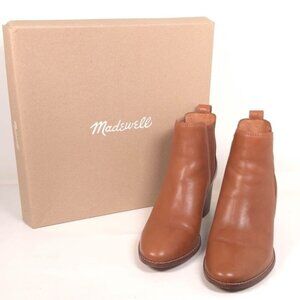 Madewell Regan Boot‎ LEATHER Pull-On Size 7 Block Heel English Saddle J8307